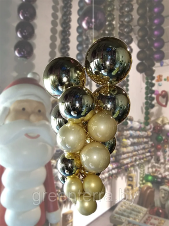 Украшение для больших ёлок "Гроздь из разных шаров" 50 см